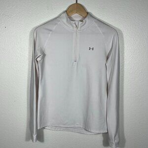 Under Armour  | Women's White HeatGear UA Run Track 1/2 Zip Running Top, size M